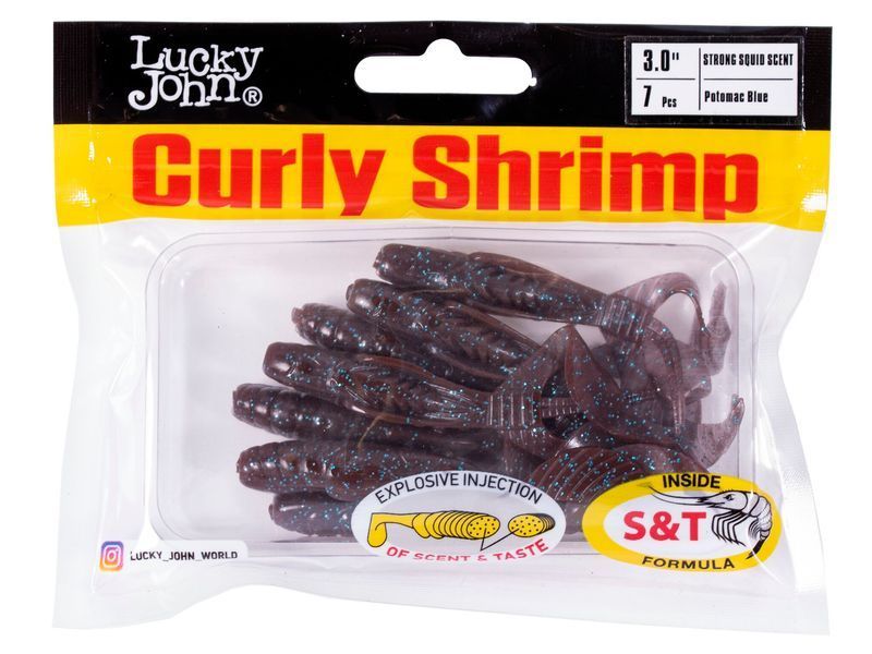 Твистеры съедоб. искусст. LJ Pro Series CURLY SHRIMP 3,0in (07.62)/S19 7шт. 140216-S19 фото