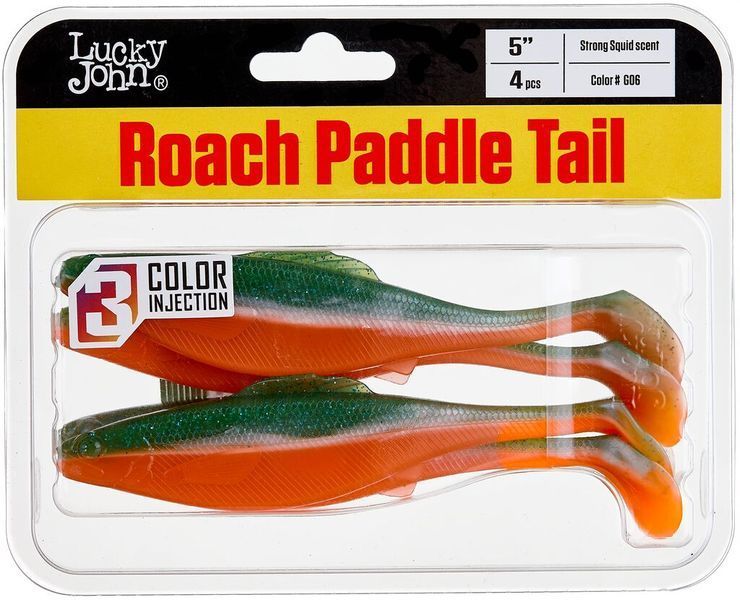 Виброхвосты съедоб. искусст. LJ Pro Series ROACH PADDLE TAIL 5.0in (12.70)/G06 4шт. 140181-G06 фото