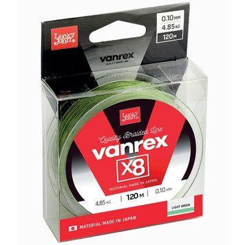Шнур Lucky John Vanrex х8 120м. 0.17мм. 10kg. 22lb. Light Green (4112-017) 4112-017 фото