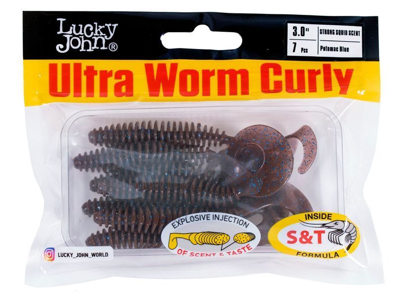 Твистеры съедоб. искусст. LJ Pro Series ULTRAWORM CURLY 3,0in (07.62)/S19 7шт. 140213-S19 фото