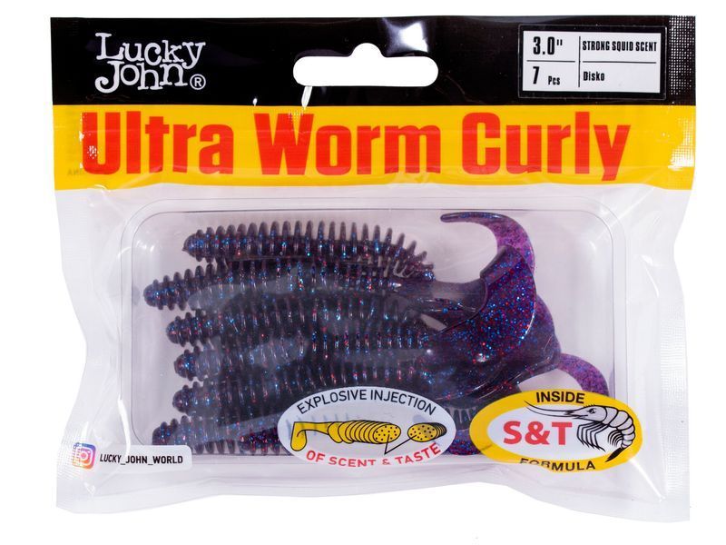 Твистеры съедоб. искусст. LJ Pro Series ULTRAWORM CURLY 3,0in (07.62)/S63 7шт. 140213-S63 фото
