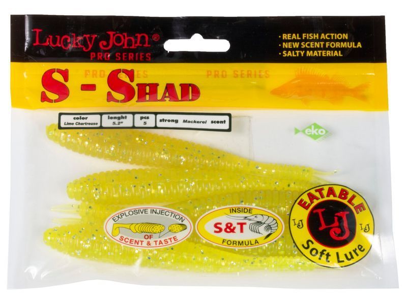 Слаг Lucky John S-Shad 5,2 Lime Chartreuse 5шт (140133-071) 140133-071 фото