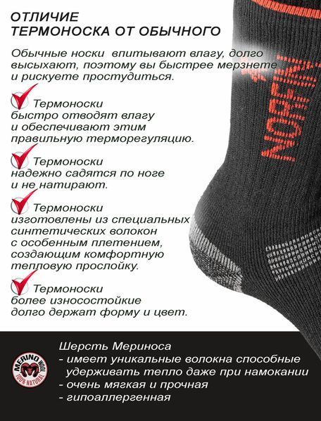 Шкарпетки NORFIN T4P ARCTIC MERINO EXTREME CREW 304747-02M фото