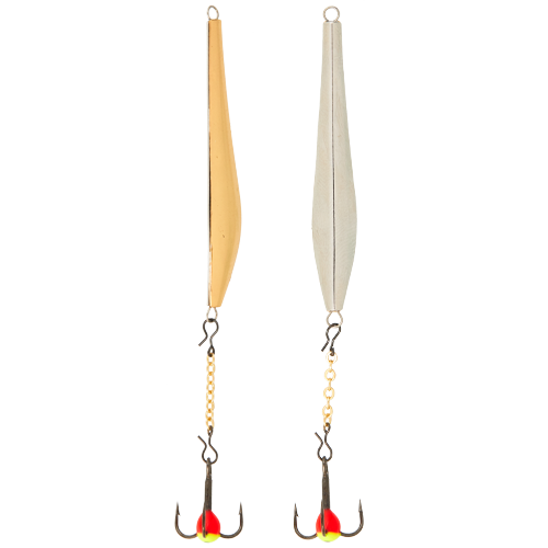 Блешня вертикальна зимова LUCKY JOHN Double Blade (ланцюжок, трійник), 40 мм, SG LJDD45-SG фото