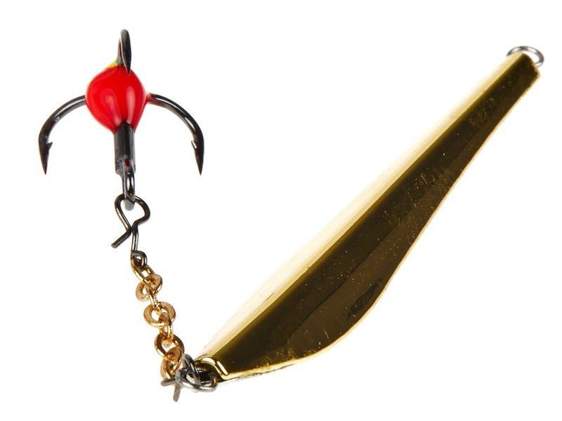 Блешня вертикальна зимова LUCKY JOHN Double Blade (ланцюжок, трійник), 40 мм, SG LJDD45-SG фото