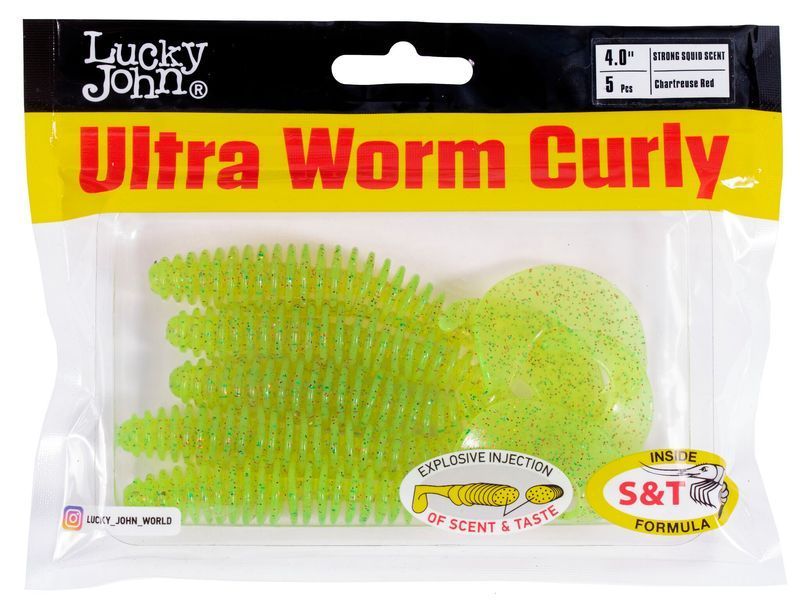 Твистеры съедоб. искусст. LJ Pro Series ULTRAWORM CURLY 4,0in (10.16)/S15 5шт. 140214-S15 фото