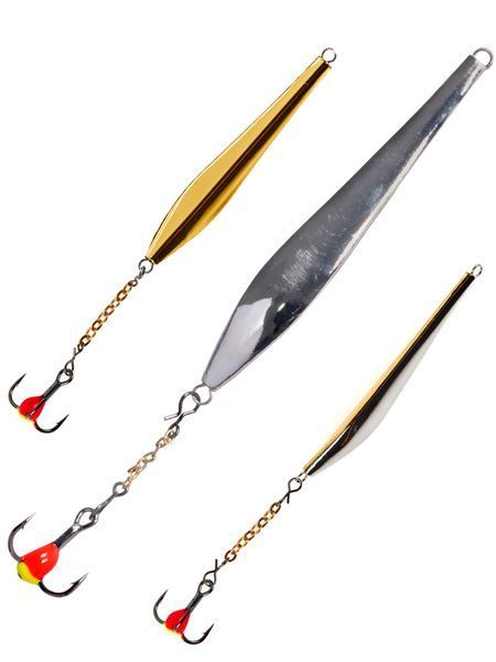 Блешня вертикальна зимова LUCKY JOHN Double Blade (ланцюжок, трійник), 50 мм, SG LJDD55-SG фото