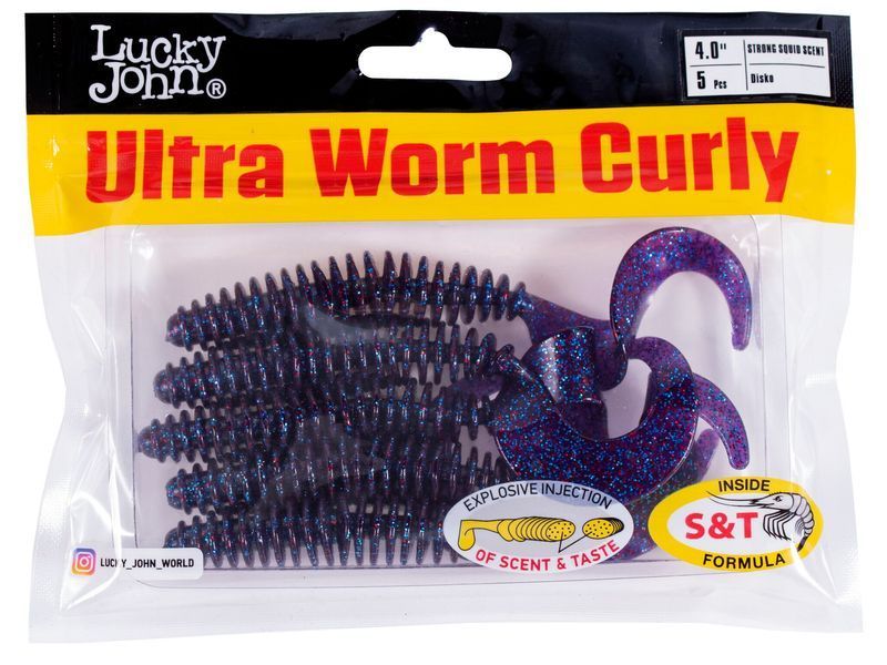 Твистеры съедоб. искусст. LJ Pro Series ULTRAWORM CURLY 4,0in (10.16)/S63 5шт. 140214-S63 фото