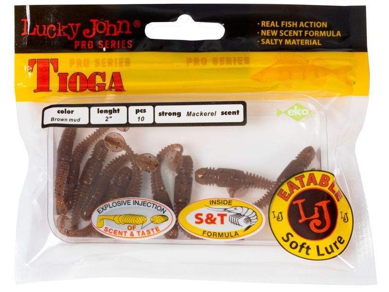 Віброхвіст Lucky John Tioga 2 Brown Mud 10шт (140102-S07) 140102-S07 фото