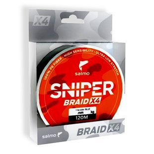 Шнур Salmo SNIPER BRAID 4Х ARMY Green 120м 0.2мм 9.98кг / 22lb (4926-020) 4926-020 фото