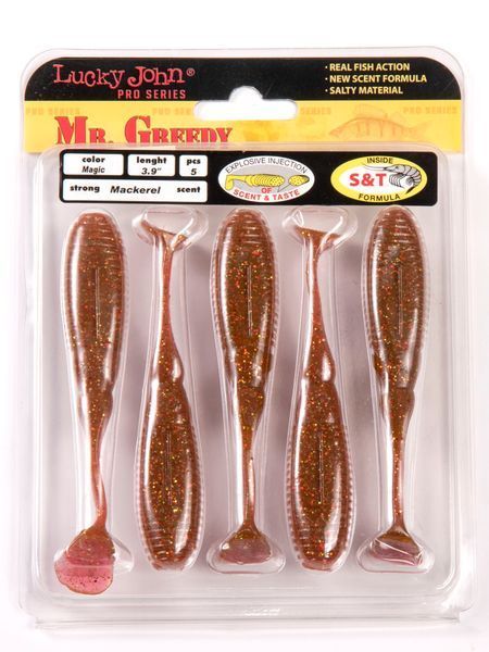 Виброхвосты съедоб. искусст. LJ Pro Series MISTER GREEDY 3.9in (09.90)/S14 5шт. 140116-S14 фото