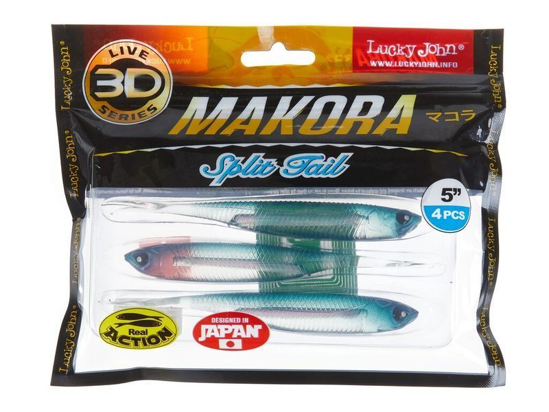 Виброхвосты LJ 3D Series MAKORA SPLIT TAIL 5.0in (12,70)/001 4шт. 140411-001 фото