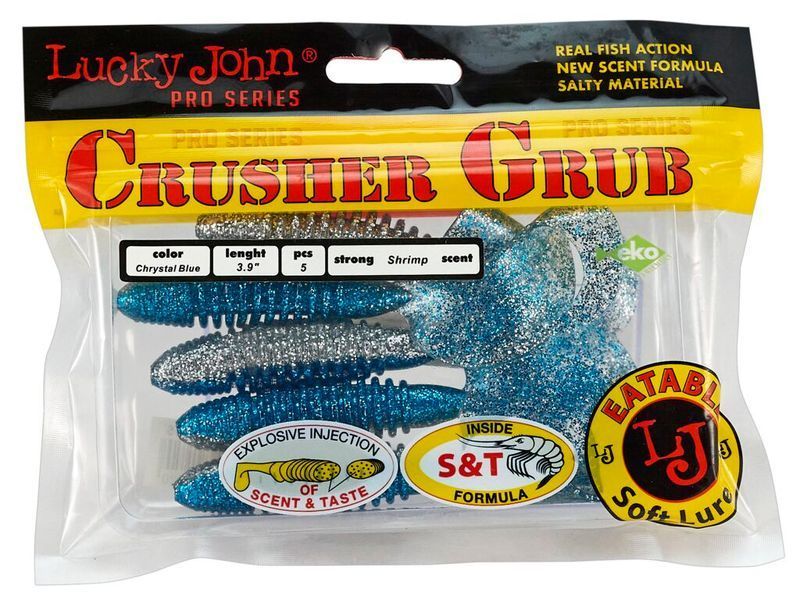 Твістер Lucky John Crusher Grub 3,9 Chrystal Blue 5шт (140157-T05) 140157-T05 фото