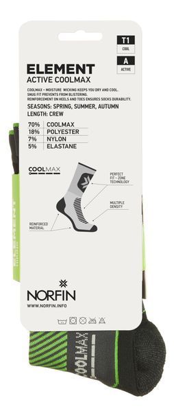 Шкарпетки NORFIN T1A ELEMENT ACTIVE COOLMAX CREW 304712-02M фото