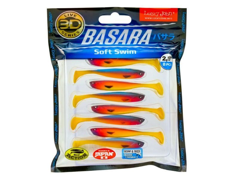 Віброхвіст Basara Soft Swim 3D Lucky John Pro Series 2.5in / 63мм / 8шт / колір PG06 (140402-PG06) 140402-PG06 фото