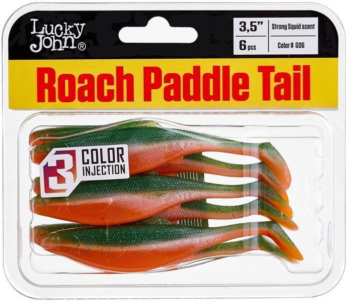 Виброхвосты съедоб. искусст. LJ Pro Series ROACH PADDLE TAIL 3.5in (08.89)/G06 6шт. 140180-G06 фото