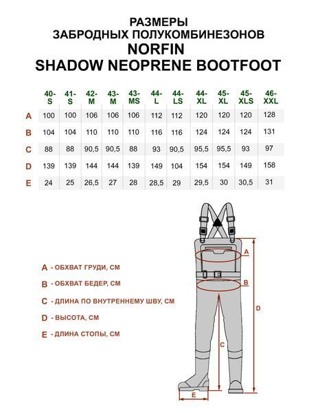 Напівкомбінезон заброд. Norfin SHADOW NEOPRENE BOOTFOOT р.43-M з чоботями гума 83500-43-M фото