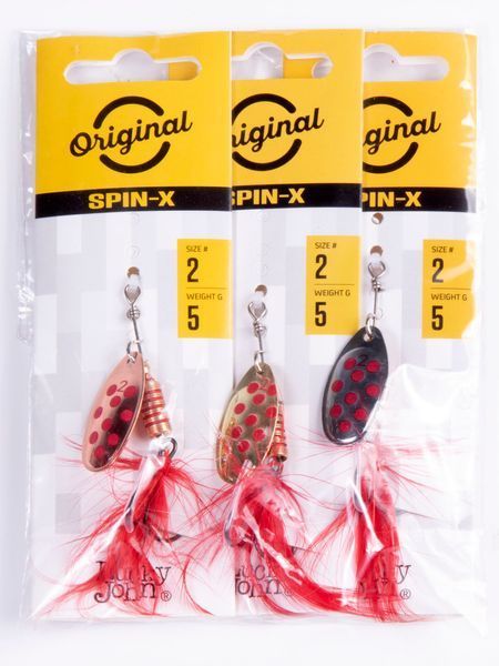 Блешні брех. Lucky John SPIN X ROUND 02 5,0г CR/GR/SR 3шт. набір LJSR02-001SET фото